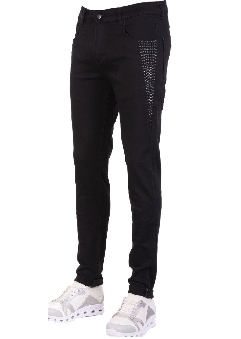 Black Side Studded Luxe Jeans