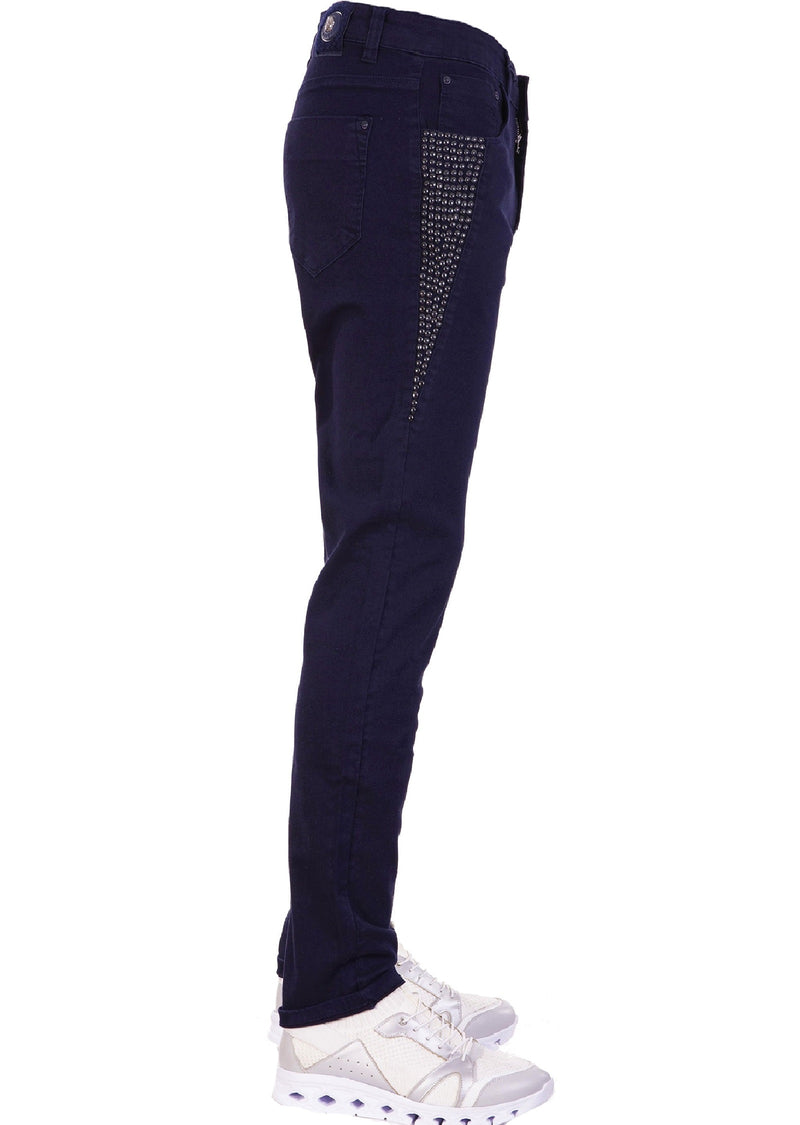 Navy Side Studded Luxe Jeans