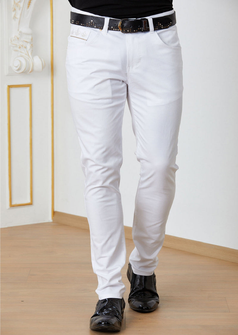 White "Fleur De Lis" Tech Pants