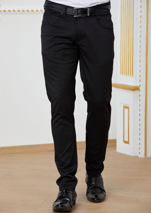 Black Meander Embroidery Pants