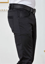 Black Meander Embroidery Pants