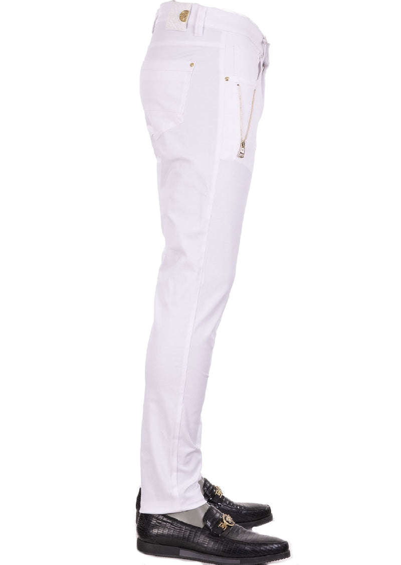 White Gold Sid "V-Zipper" Pants
