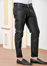 Black Zipper Waxed Pants