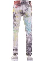 White Green Cloud Tie-Dye Jeans