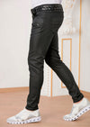 Black Double Zipper Waxed Pants