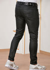 Black Double Zipper Waxed Pants