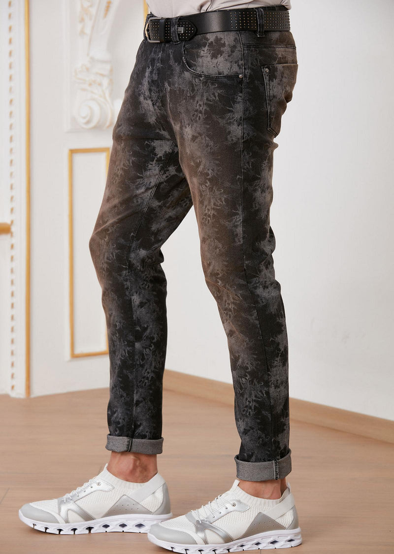 Black Gray Cloud Tie-Dye Jeans