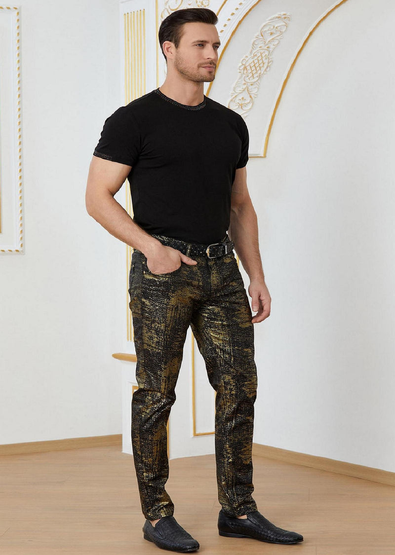 Black Gold Foil Stretchy Pants