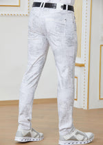 White Silver Foil Stretchy Pants