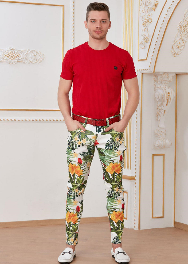 Dolce & Gabbana Green Cotton Floral Print Men Pants – AUMI 4