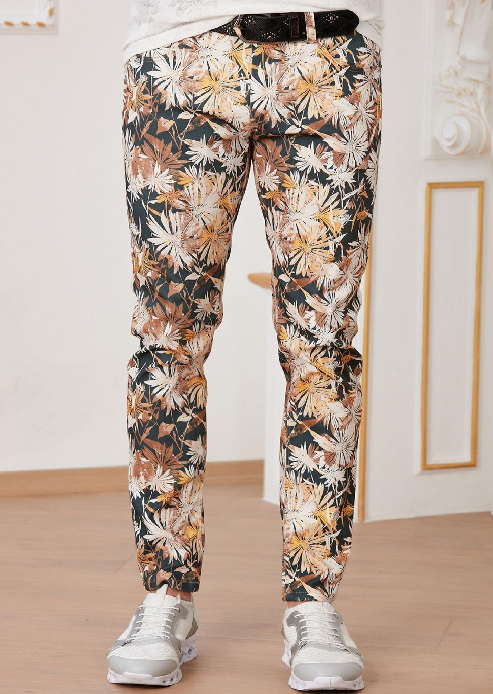 【COLOR iN ID】Small flower cotton pants Winter Cotton Linen Wide Leg Pants for Women Plus Size