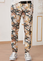 Beige Floral Cotton Print Pants