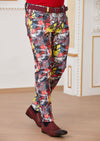 Red Abstract Print Cotton Pants