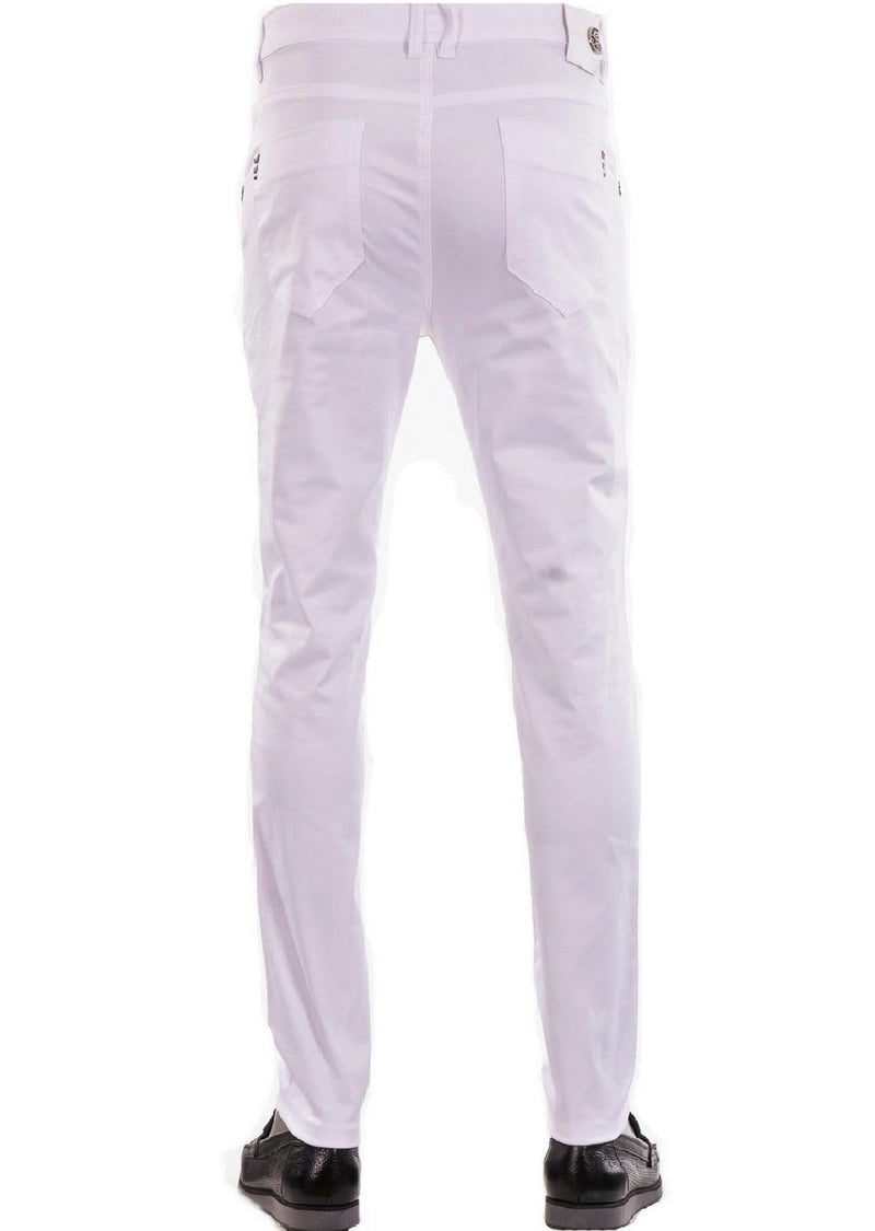 White Silver "Pocket" Studded Pants