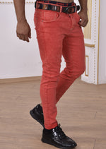 Red Marbled Tone Wash Jeans