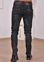 Black Silver Brush Effect Jeans