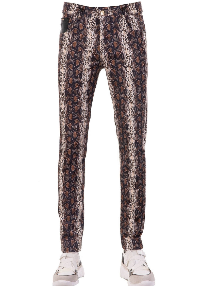 Brown Snake Pattern Knit Pants