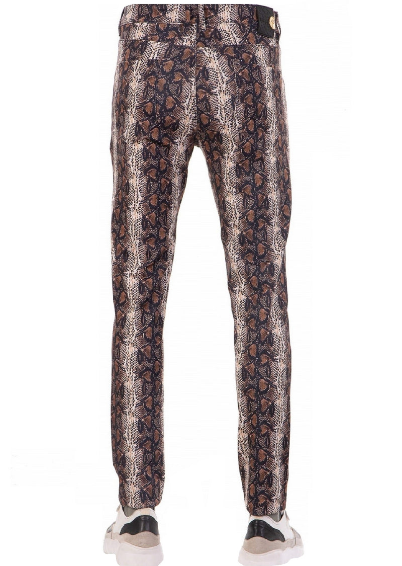 Brown Snake Pattern Knit Pants