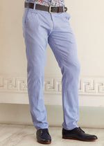 Blue Slim Fit Stretch Cotton Pants