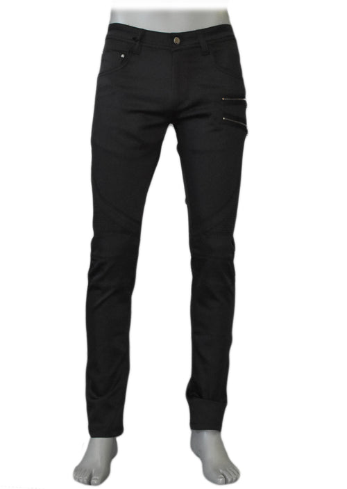 Double Gold Zipper Black Sport Pants