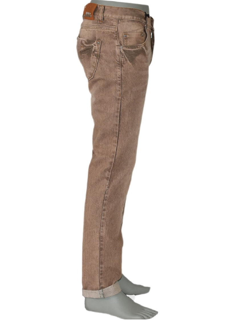 Brown Enzio Slim Straight Fit Jeans