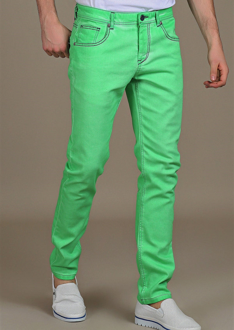 Green Washed Stretch Slim Fit Jeans