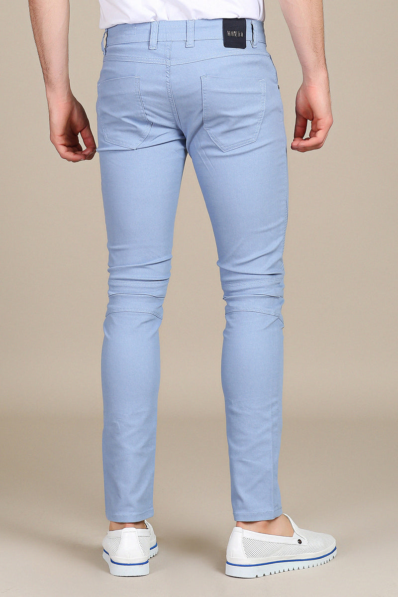 Blue Biker Zipper Slim Jeans