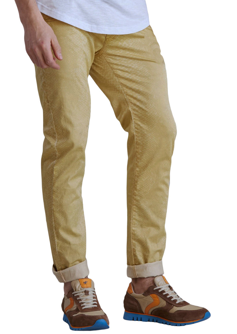 Yellow Snake Print Stretch Pants