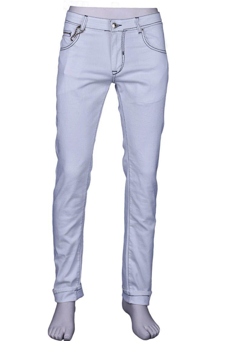 White Zipper Slim Fit Jeans