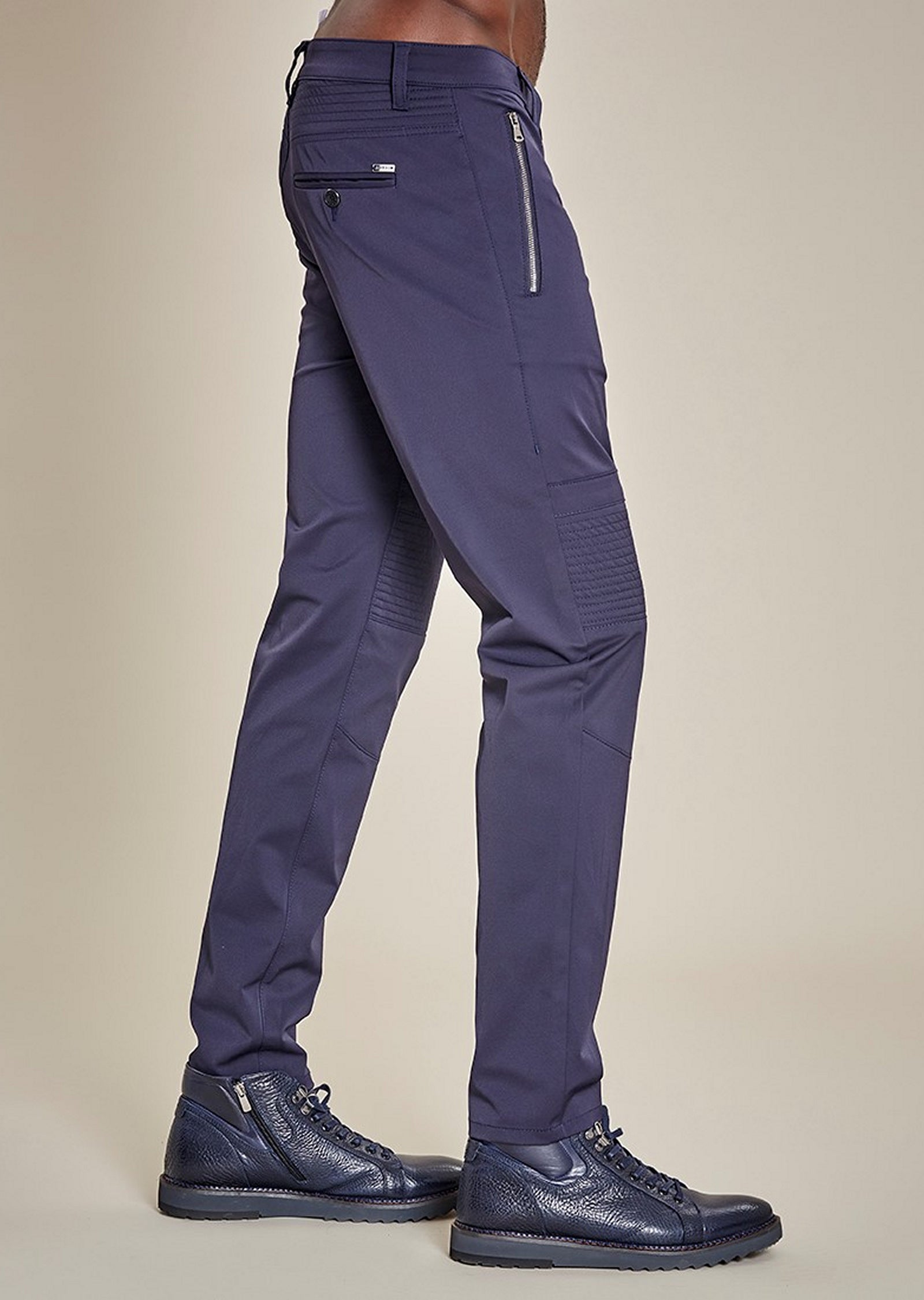 Navy Quilted Tech Vertical Zipper Stretch Pants – MONDO Menswear