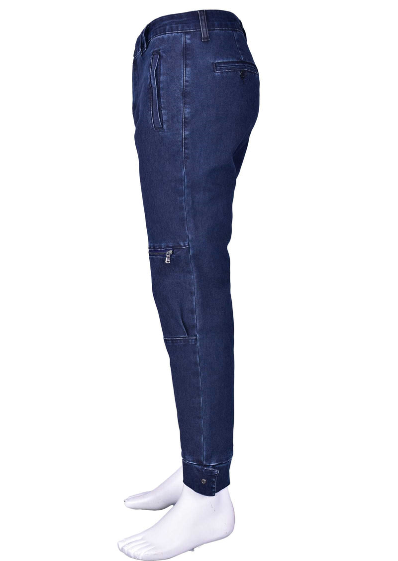 Royal Blue Zipper Slim Fit Pants