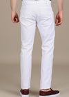 White Biker Twill Stretch Slim Pants