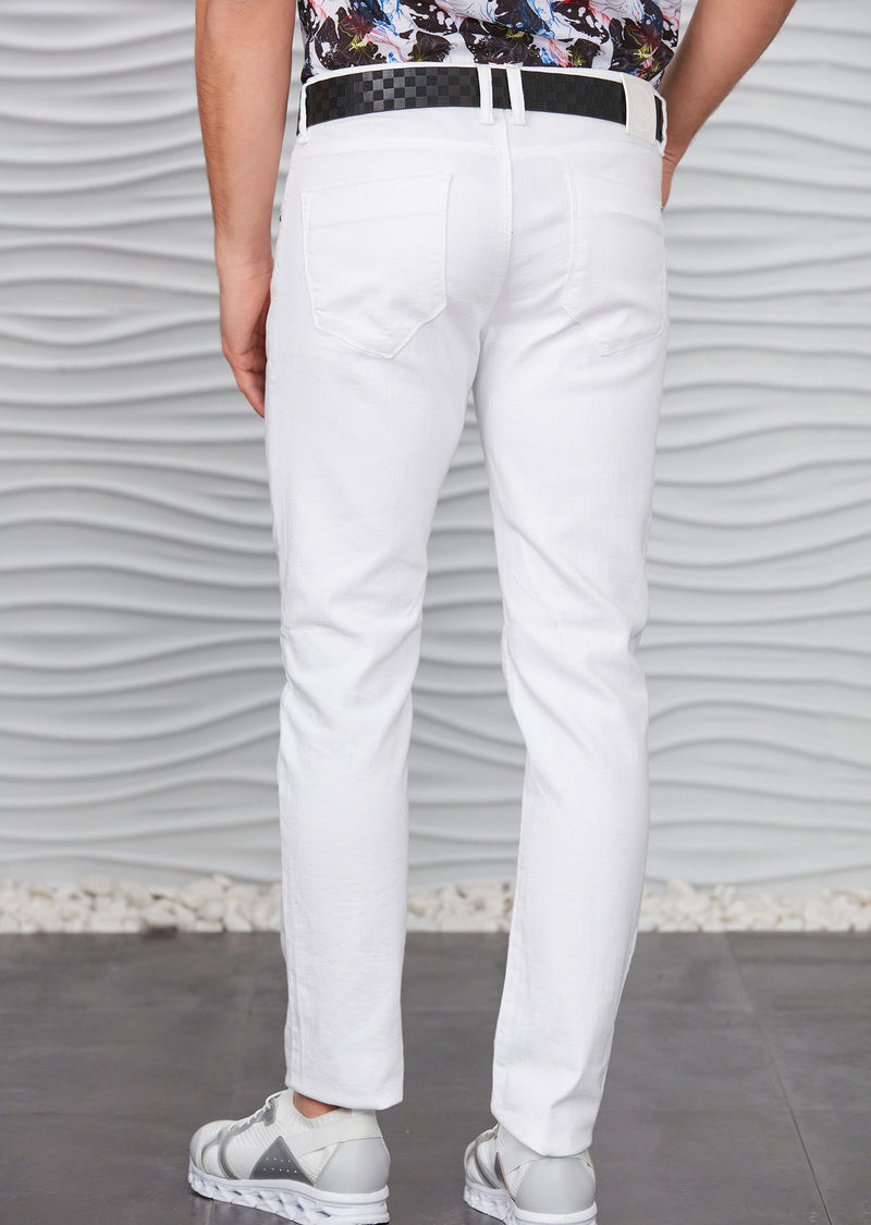 White Ripped Stretch Slim Jeans