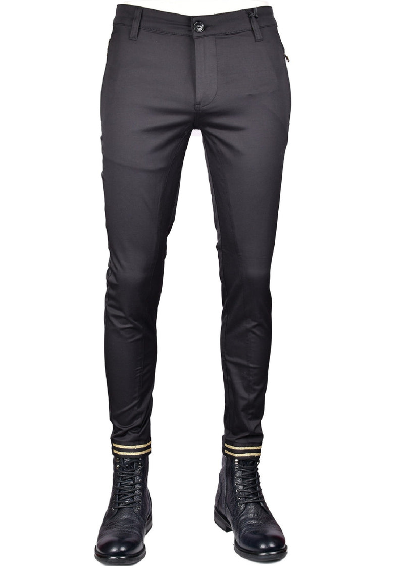 Black Gold Ribbon Stretchy Pants