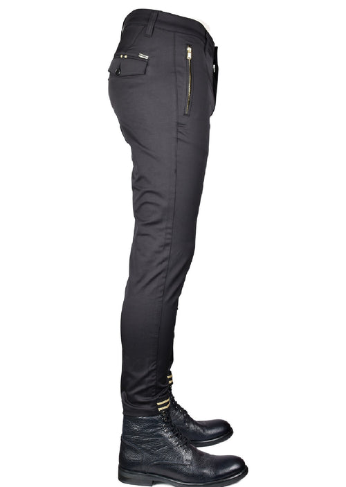 Black Gold Ribbon Stretchy Pants