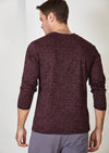 Burgundy "Words" Flocked Print Sweater