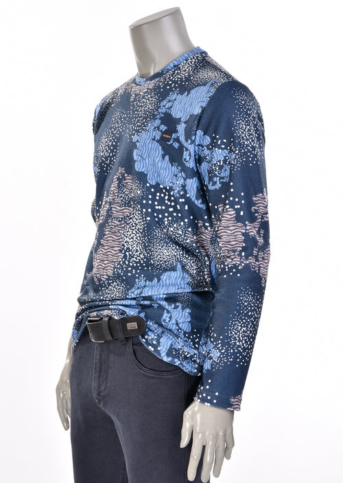 Blue "Leonardo" Print Sweater