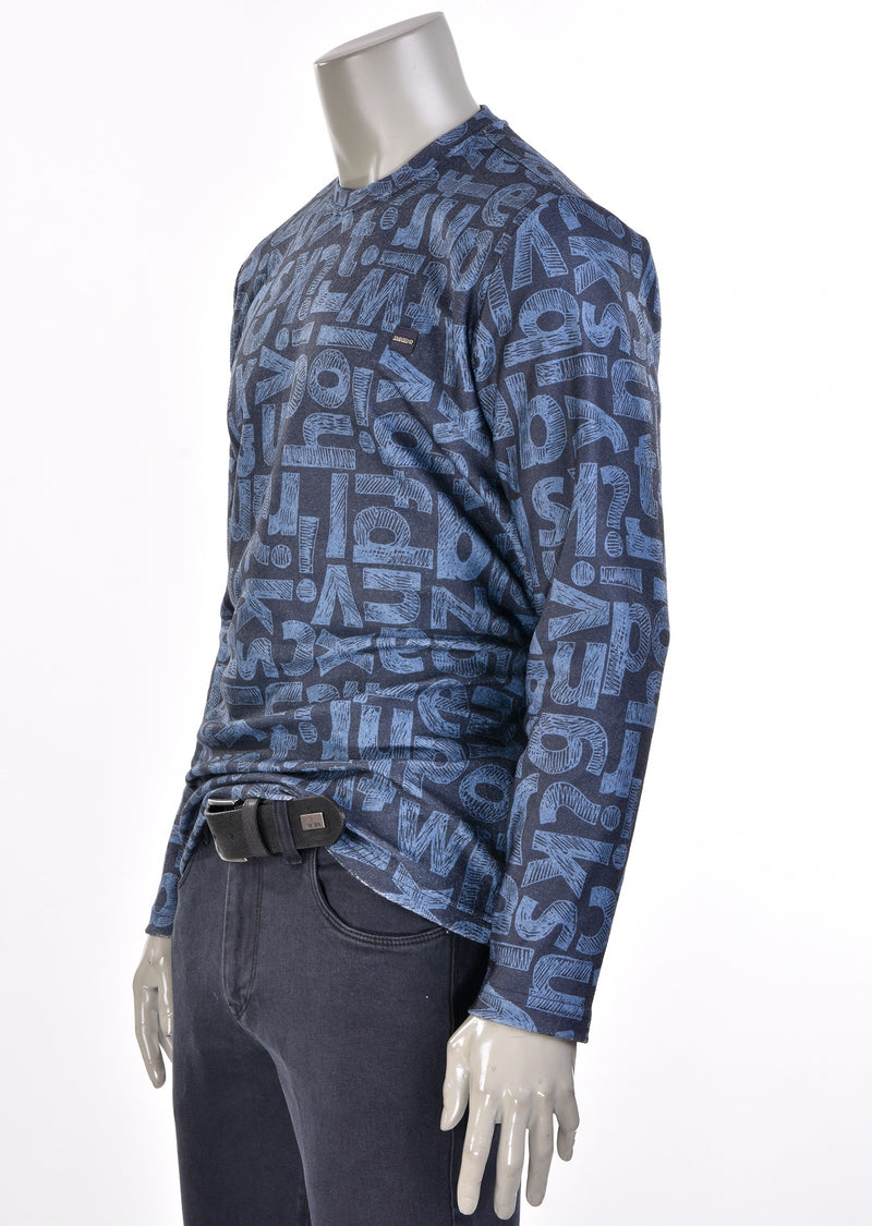 Blue "Alphabet" Print Sweater