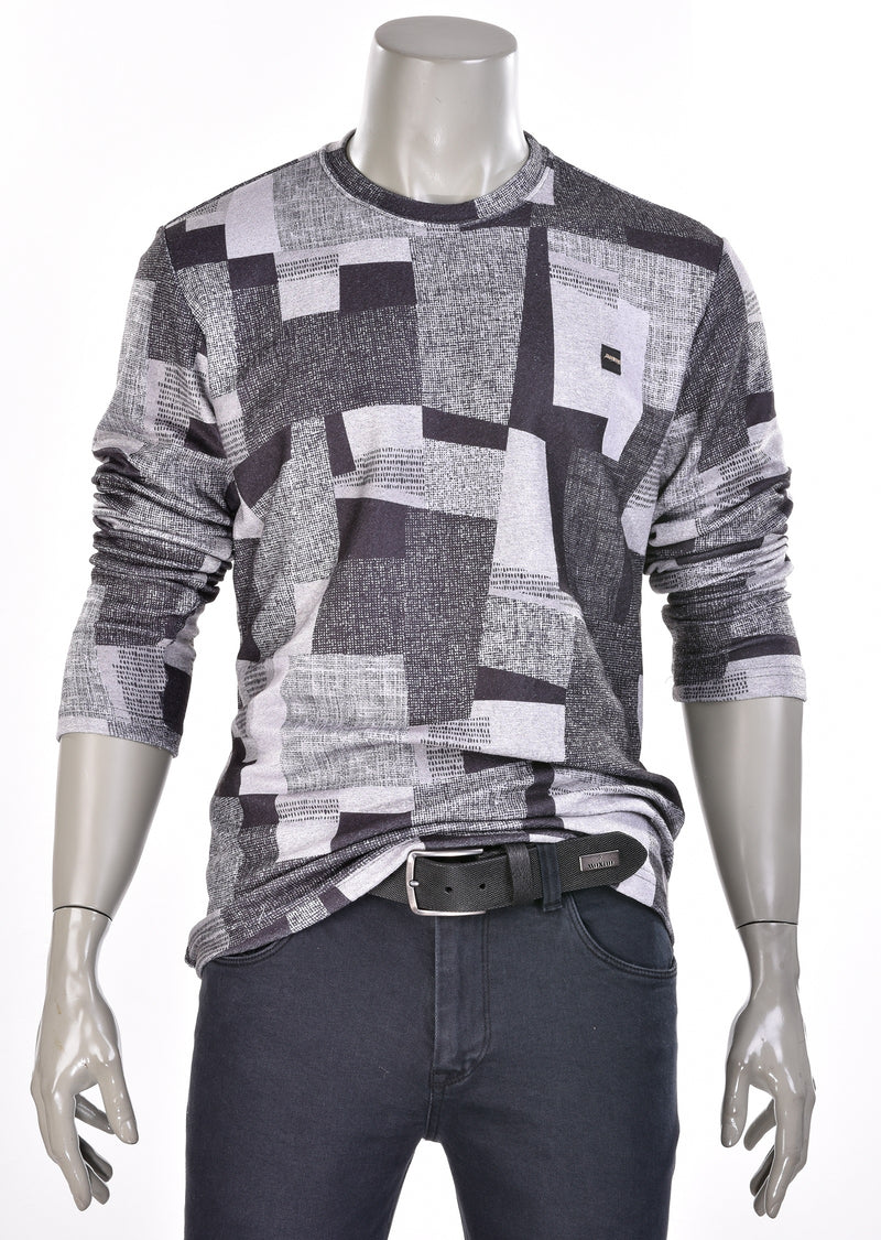 Gray "Patch Look" Print Sweater