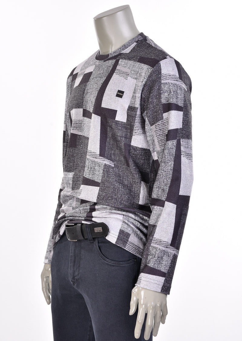 Gray "Patch Look" Print Sweater