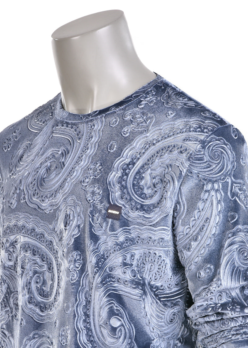Gray Paisley Embossed Velour Sweatshirt