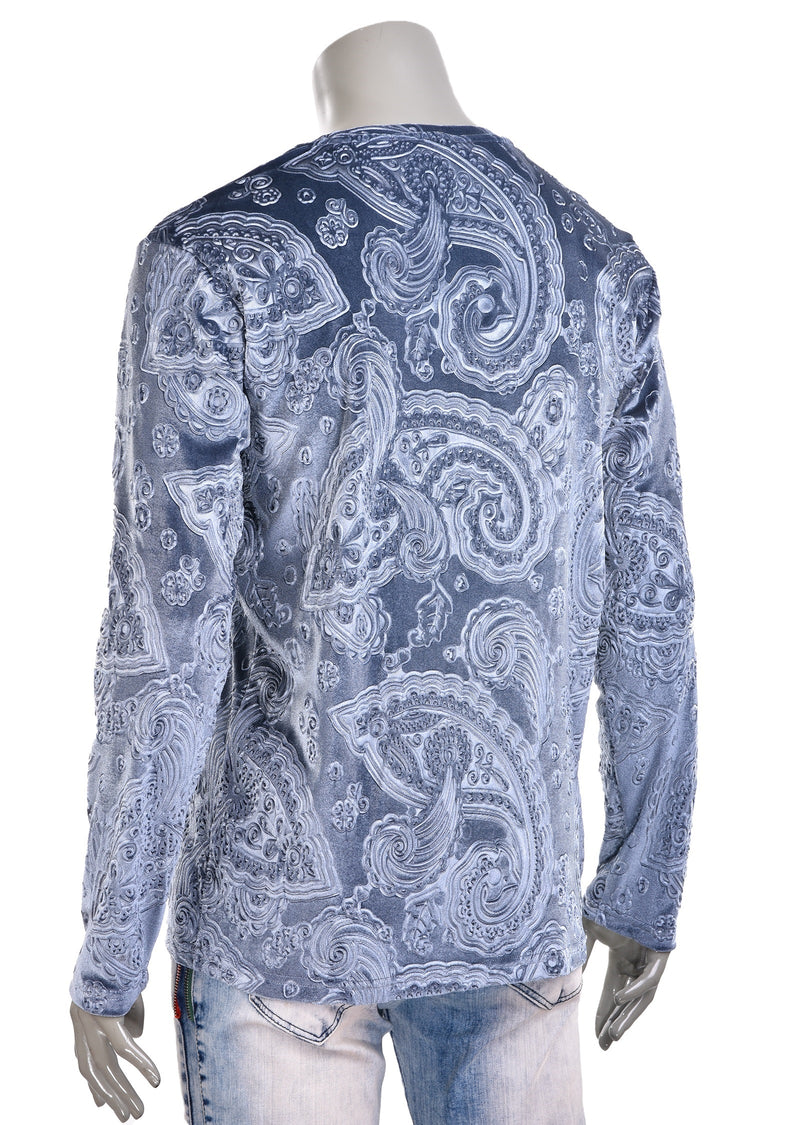 Gray Paisley Embossed Velour Sweatshirt