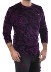 Purple Paisley Embossed Velour Sweater