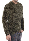 Green Paisley Embossed Velour Sweater