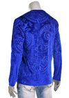 Royal Blue Paisley Embossed Velour Sweater