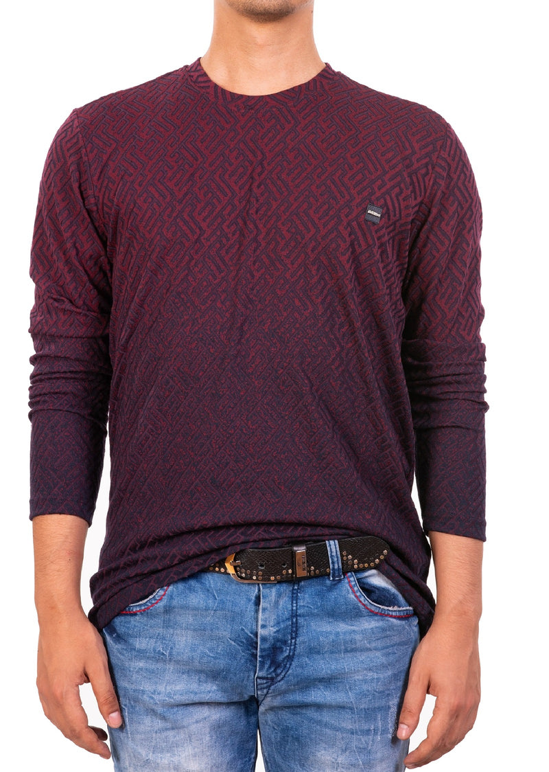 Burgundy Degraded "Maze" Sweater