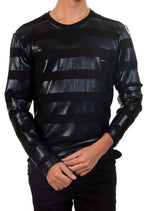 Black Foil Stripe Knit Sweater