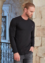 Black Quilted Long Sleeve Tee