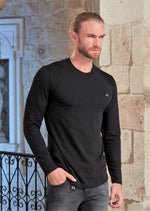 Black Quilted Long Sleeve Tee