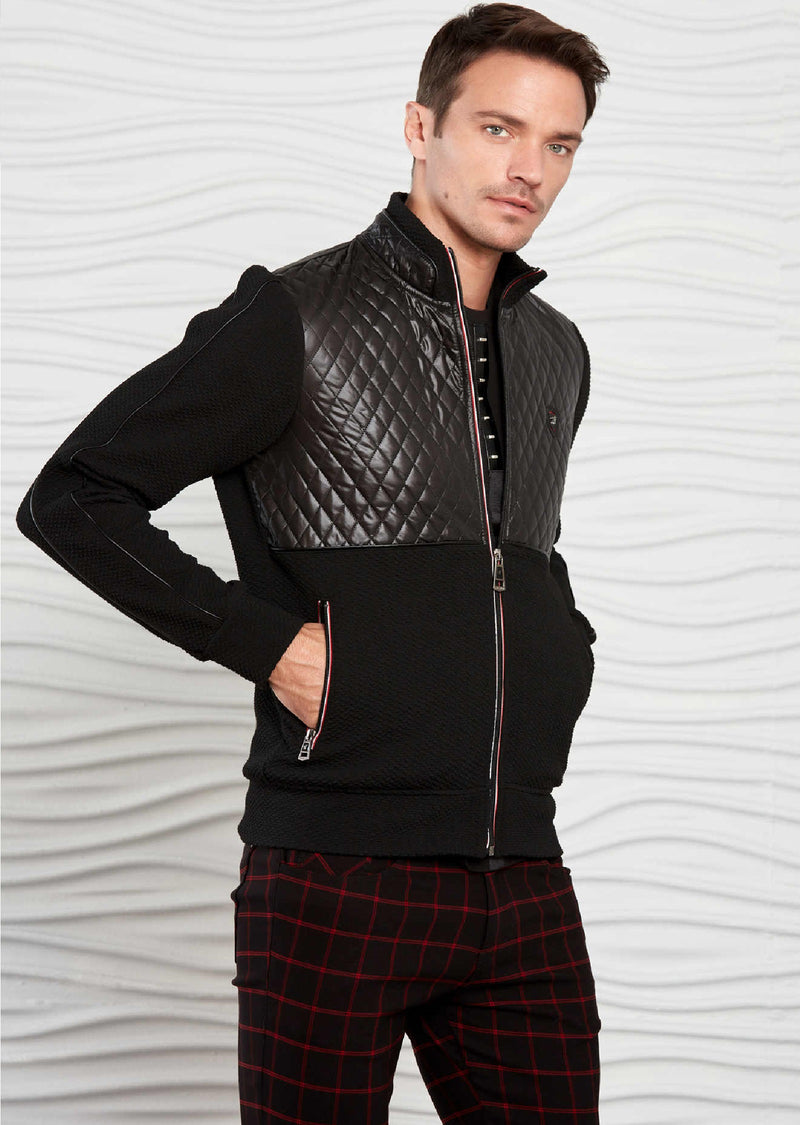 Black Knit Nylon Hybrid Jacket